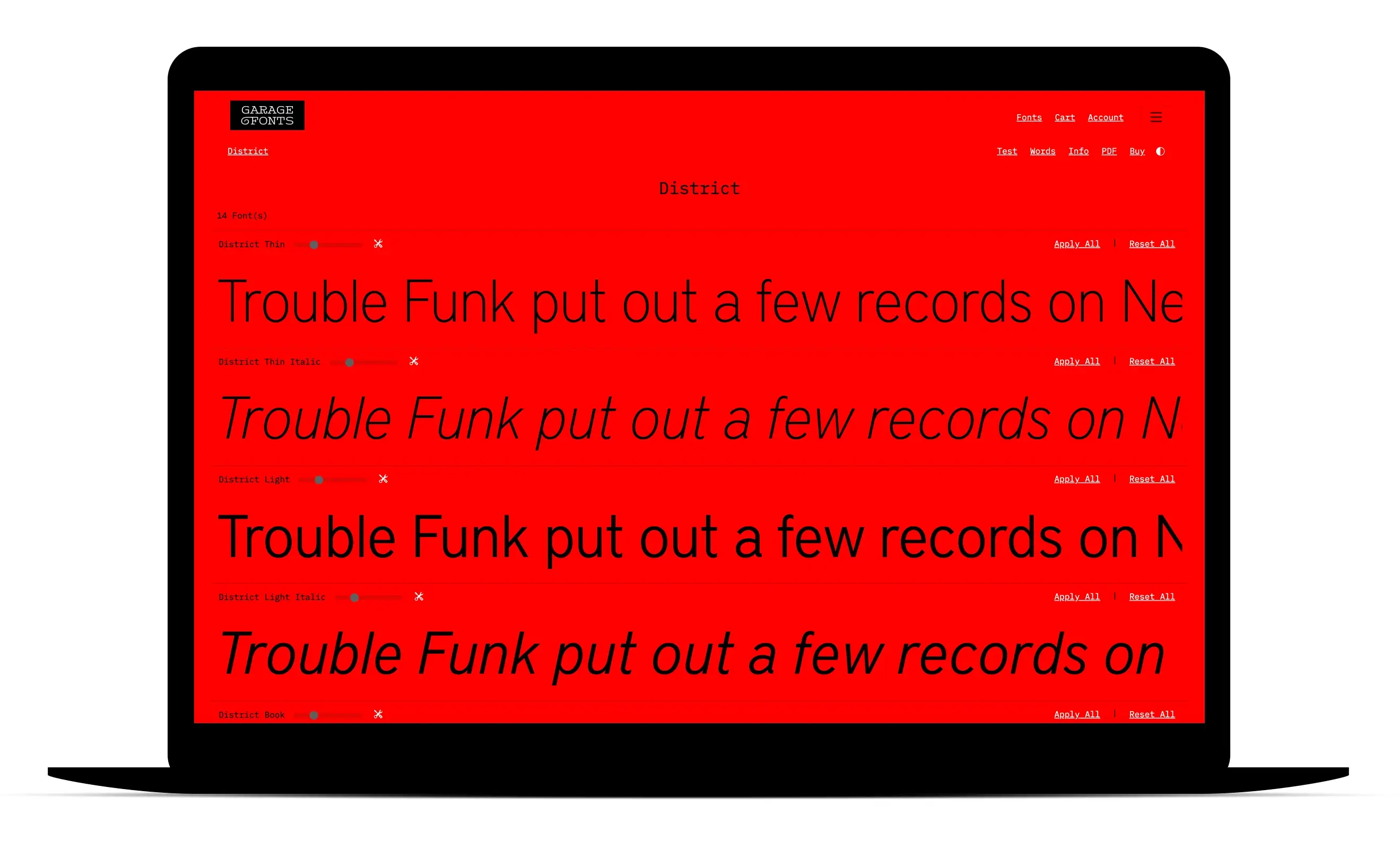 District at GarageFonts